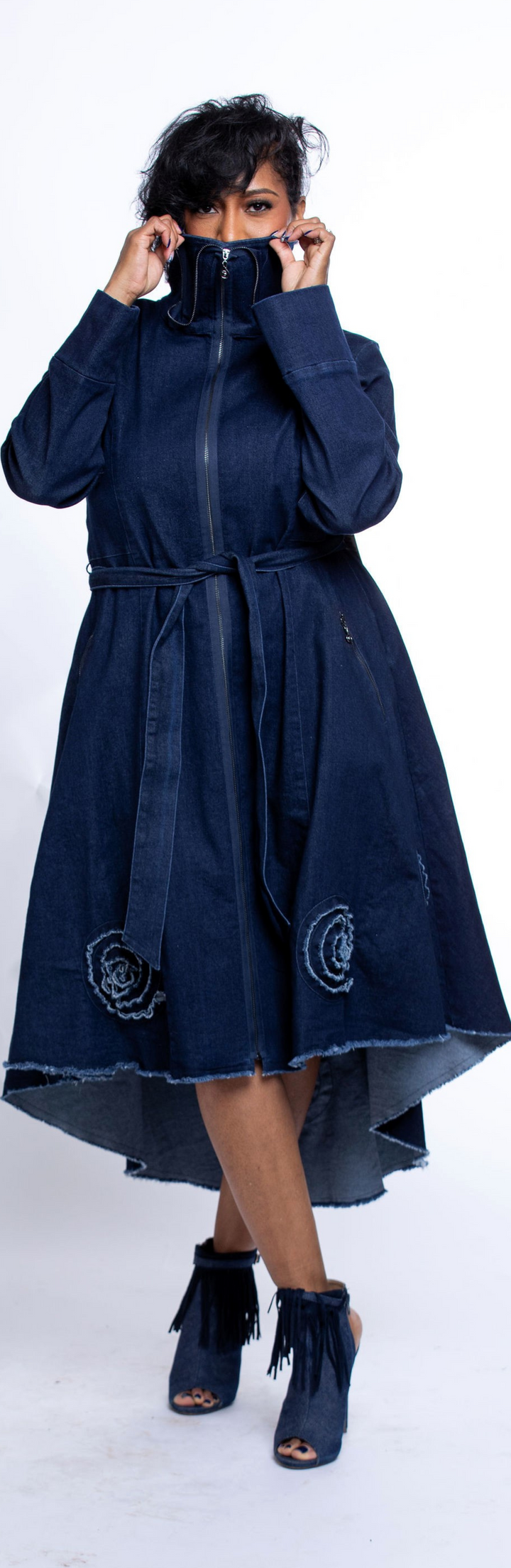 Samuel Dong's High-low Denim Coat Dress