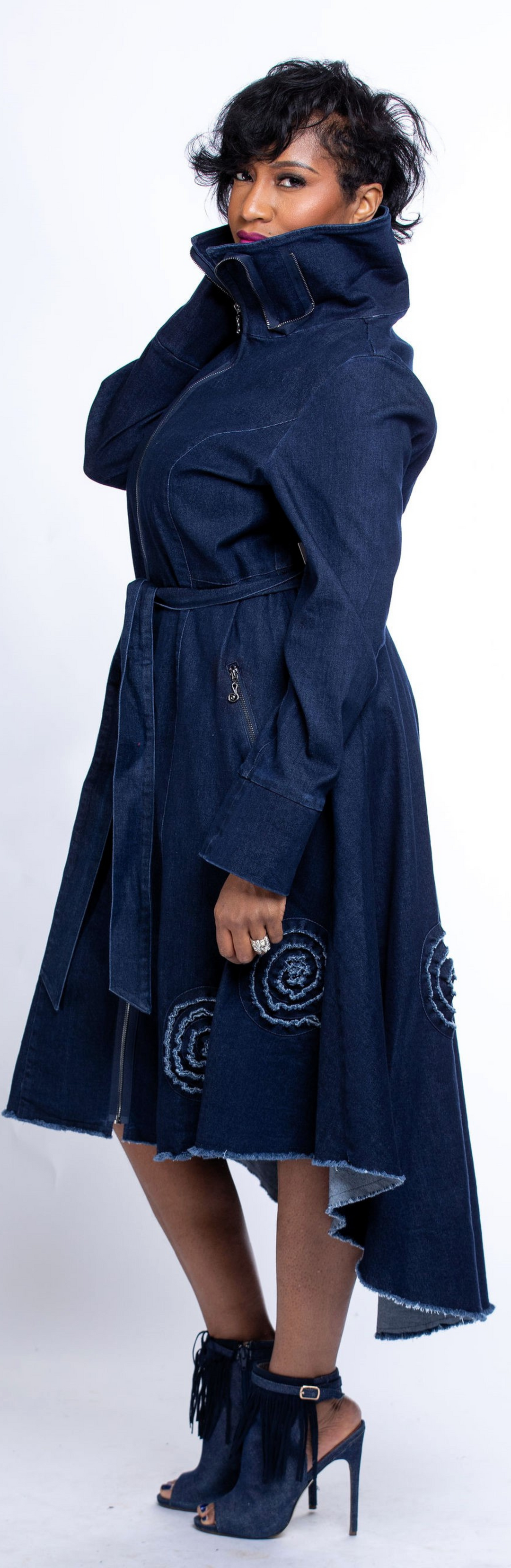 Samuel Dong's High-low Denim Coat Dress