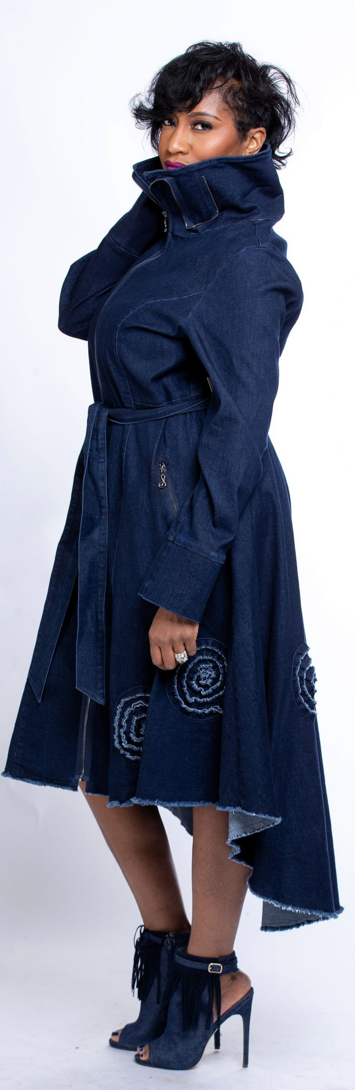 Samuel Dong's High-low Denim Coat Dress