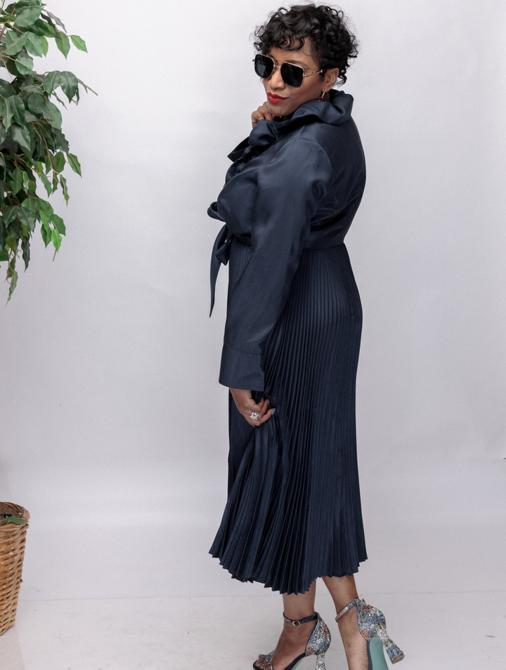 Samuel Dong's Pleated Dupioni Dress