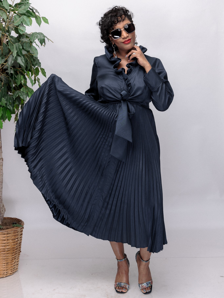 Samuel Dong's Pleated Dupioni Dress