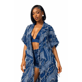 Frayed Indigo Flow Kimono 💙✨