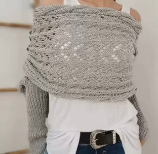 Wrap Sleeve Scarf Sweater