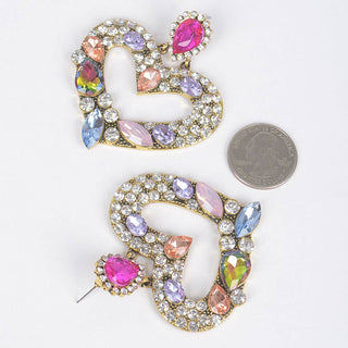 Single Heart Bejeweled Earrings