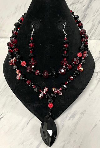 Ruby Noir Statement Necklace Set