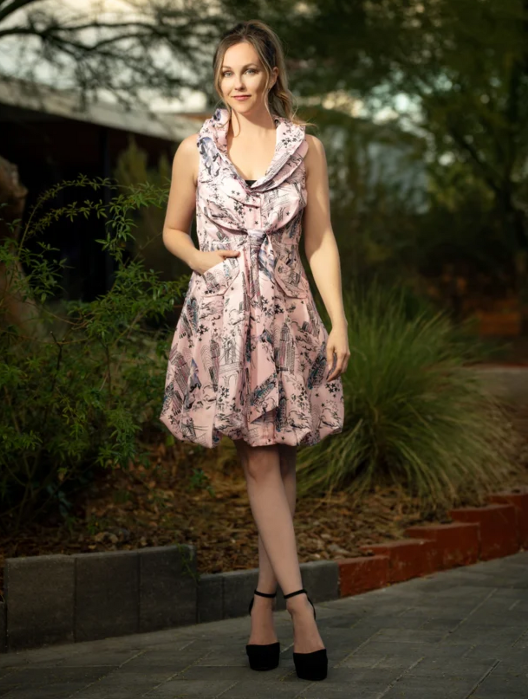 Samuel Dong's Printed Double Collar Bubble Dress (10 Color Options)