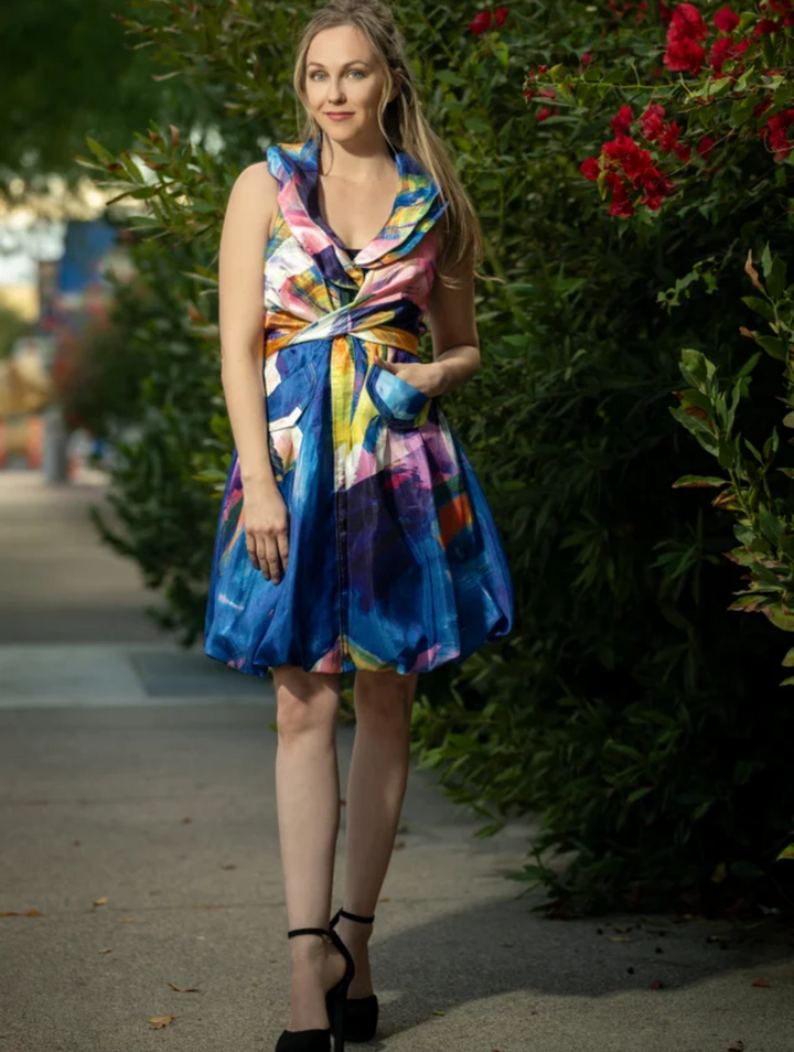 Samuel Dong's Printed Double Collar Bubble Dress (10 Color Options)