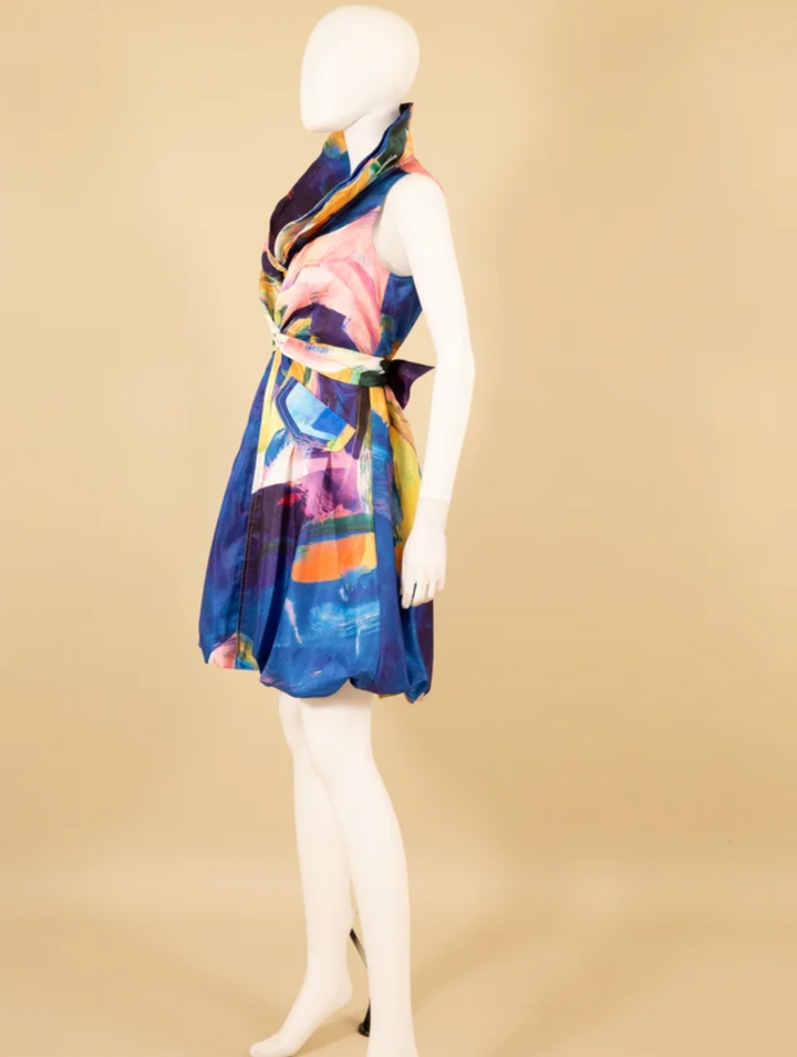 Samuel Dong's Printed Double Collar Bubble Dress (10 Color Options)