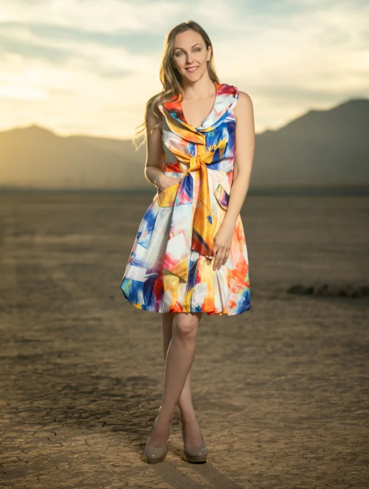 Samuel Dong's Printed Double Collar Bubble Dress (10 Color Options)