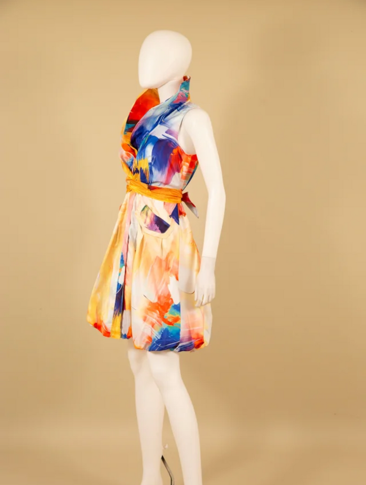 Samuel Dong's Printed Double Collar Bubble Dress (10 Color Options)