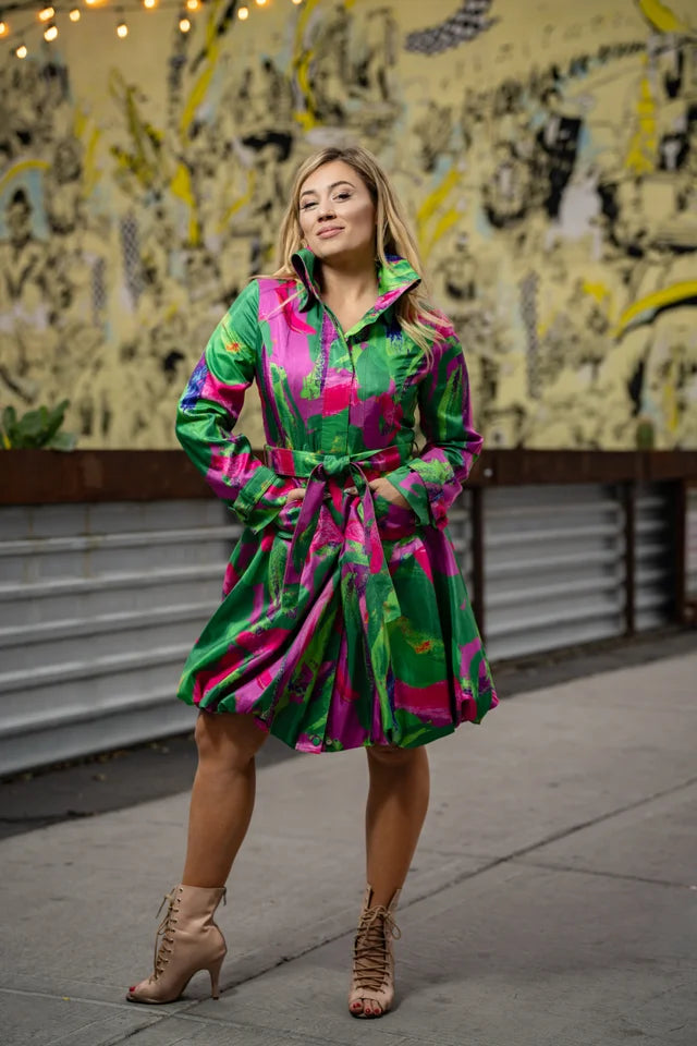 Samuel Dong's Printed Bubble Coat Dress - (19 Options)