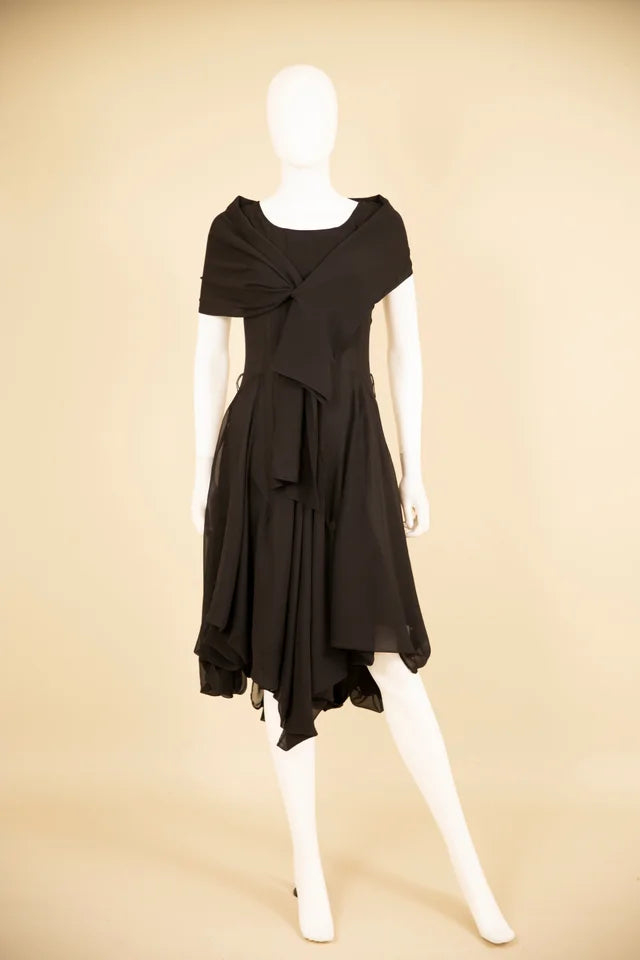 Samuel Dong's Bubble Chiffon Dress with Shawl (6 Color Options) – Irresistible Boutique