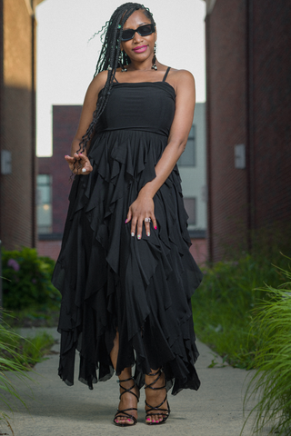 Mesh Ruffle Dress