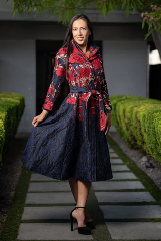 Samuel Dong's Brocade Floral Coat Dress