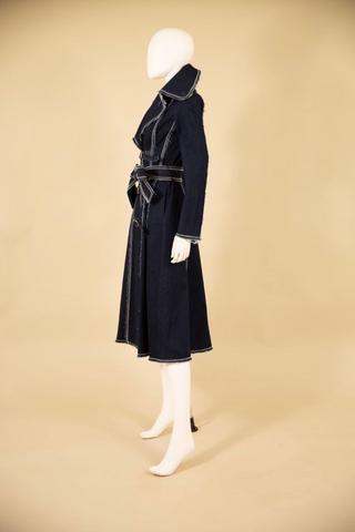 Samuel Dong Denim A-Line Fortress Coat Dress