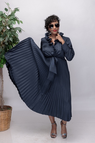 Samuel Dong's Pleated Dupioni Dress (2 Color Options)
