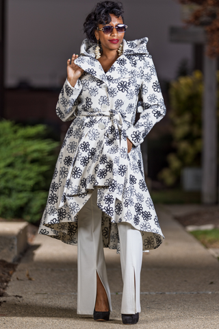 Samuel Dong Noir Petal High-Low Coat 🖤