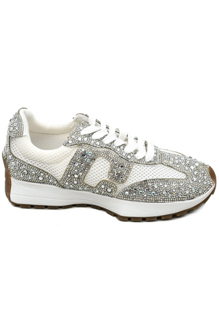 ✨ No Prob Rhinestone Sneaker – White Sparkle Edition ✨