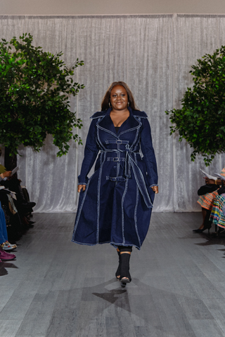 Samuel Dong Denim A-Line Fortress Coat Dress