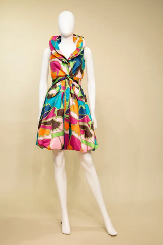 Samuel Dong's Print Double Collared Bubble Dress (1) (17 Color Options)