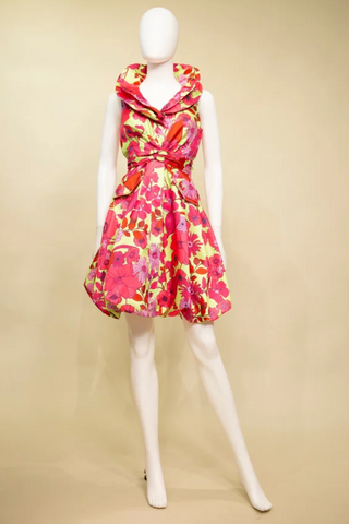 Samuel Dong's Print Double Collared Bubble Dress (1) (17 Color Options)
