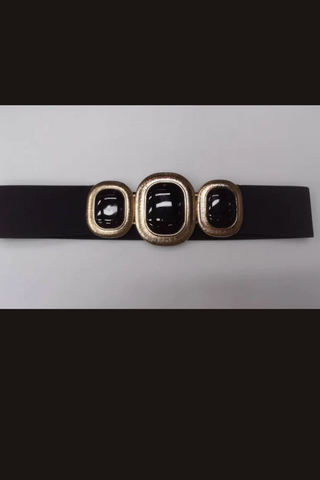 Samuel Dong Statement Stretch Belt – Black & Gold Elegance