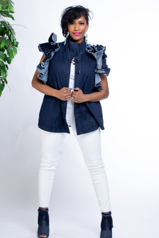 Samuel Dong's Denim Puff Shoulder