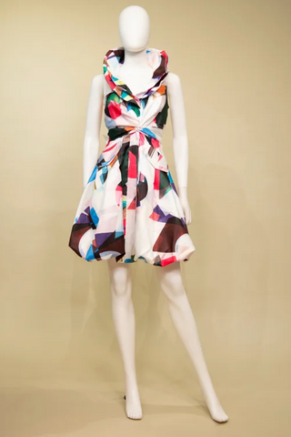 Samuel Dong's Print Double Collared Bubble Dress (1) (17 Color Options)