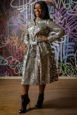 Samuel Dong's Coated Denim Coat Dress