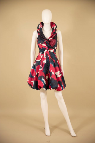 Samuel Dong's Print Double Collared Bubble Dress (1) (17 Color Options)