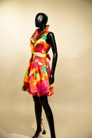 Samuel Dong's Print Double Collared Bubble Dress (1) (17 Color Options)