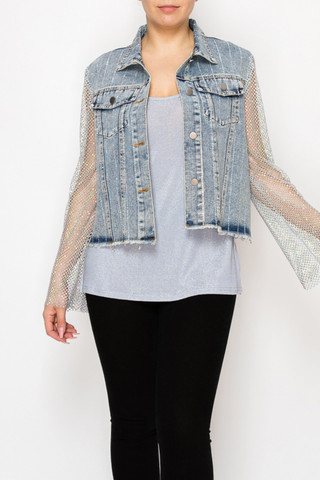Crystal Net Denim Jacket
