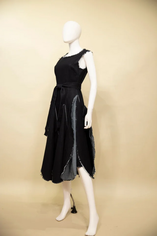 Samuel Dong's Tulip Denim Ruffle Dress