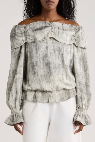 Smoke Veil Off-Shoulder Top