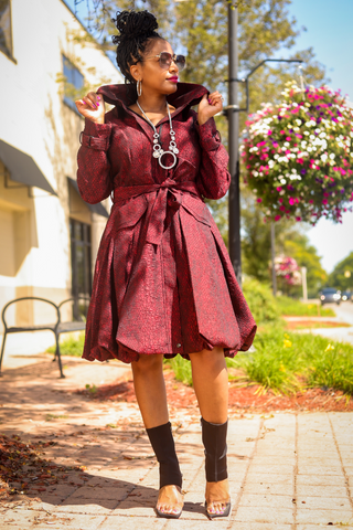 Samuel Dong's Woven Bubble Coat Dress (6 Color Options)