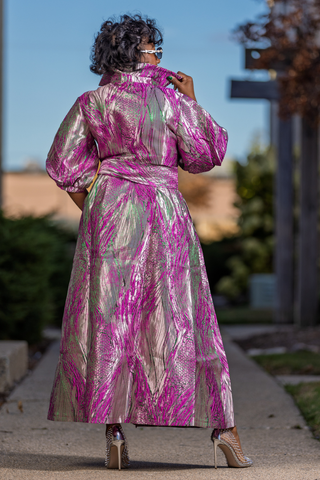 Electric Orchid Brocade Maxi
