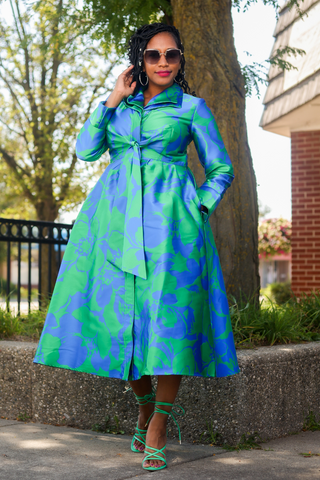 Samuel Dong's Floral Double Collared Dress (6 Color Options)