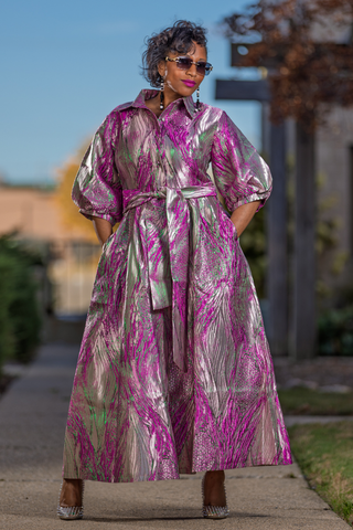 Electric Orchid Brocade Maxi
