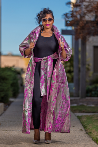 Electric Orchid Brocade Maxi