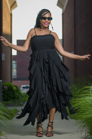 Mesh Ruffle Dress