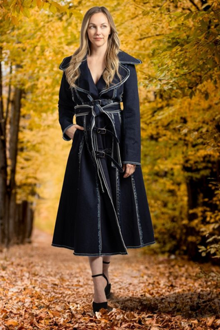 Samuel Dong Denim A-Line Fortress Coat Dress