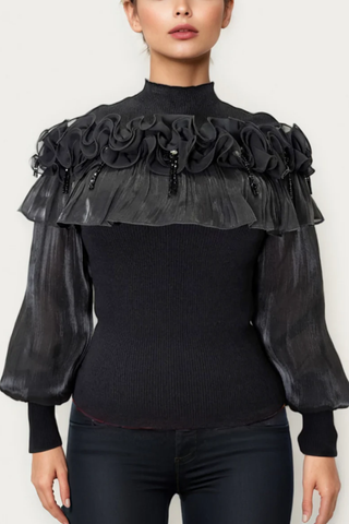 Ebony Petal Drama Top
