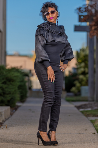 Ebony Petal Drama Top