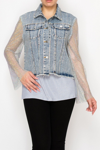 Crystal Net Denim Jacket