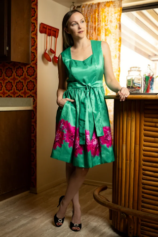 Samuel Dong's Floral Square Neck Dress