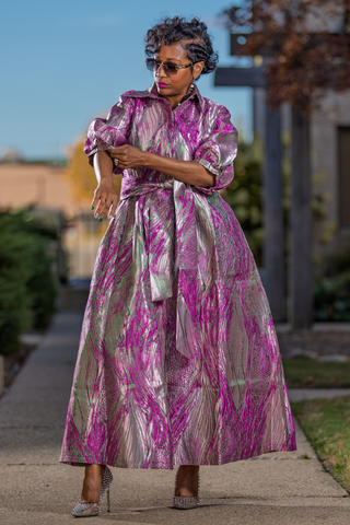 Electric Orchid Brocade Maxi