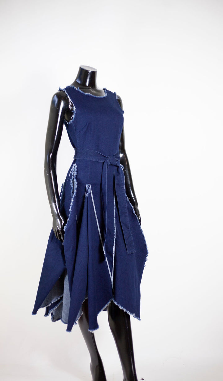 Samuel Dong's Tulip Denim Ruffle Dress
